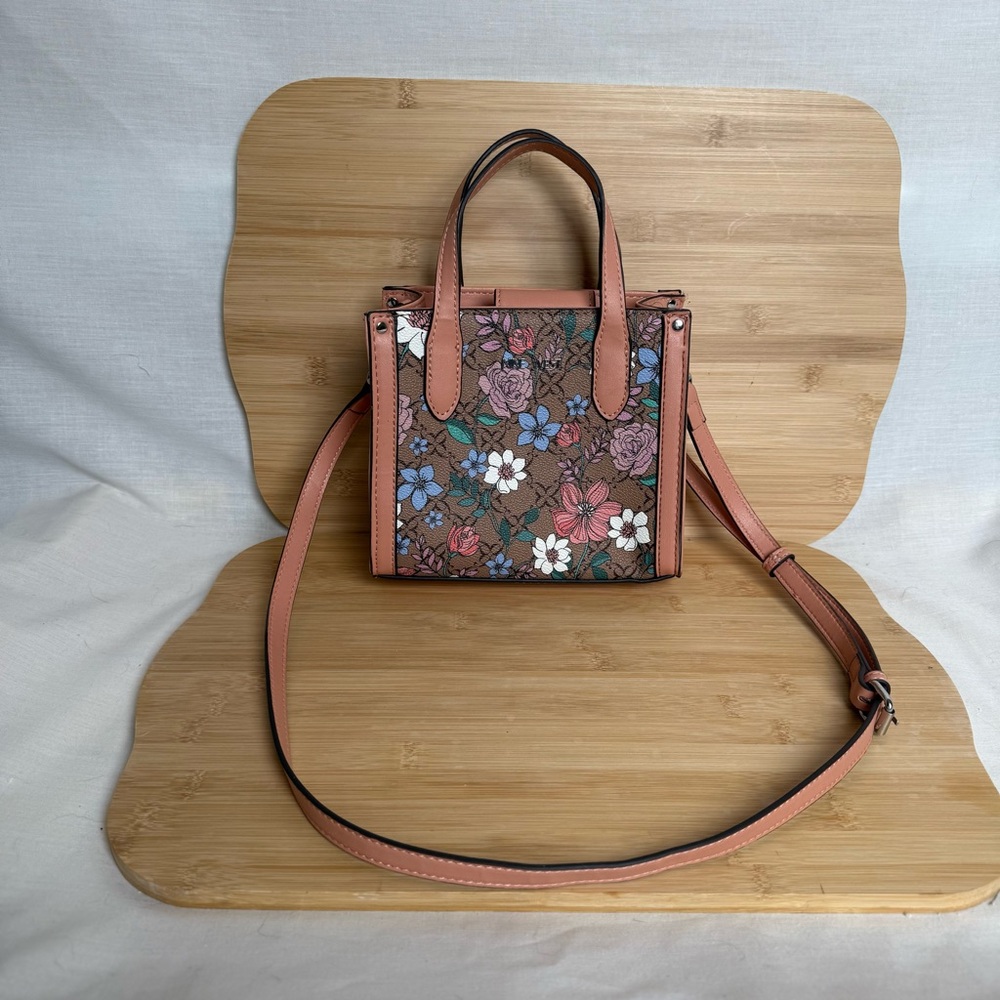 Nine West Candance Floral Mini Tote Crossbody Bag Handbag Peach Color Magnolia
